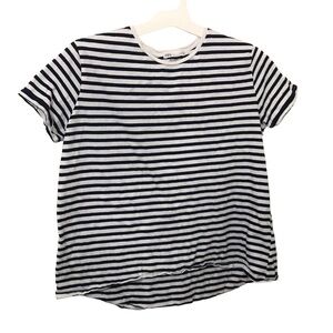 3/$15 Zara 100% cotton blue and white horizontal stripe short sleeve top